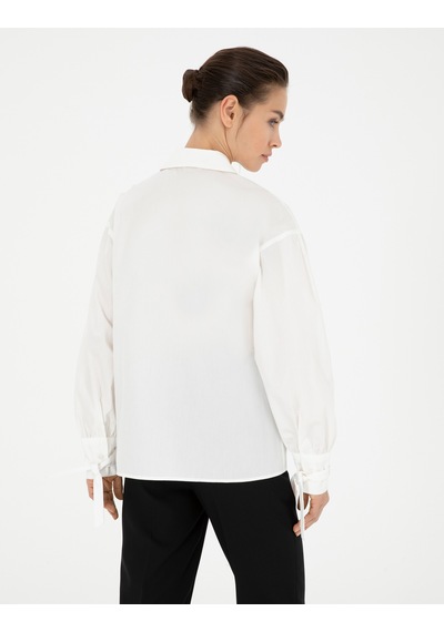 Pierre Cardin Kadın Beyaz Gömlek Desenli 50284669-vr013 Beyaz