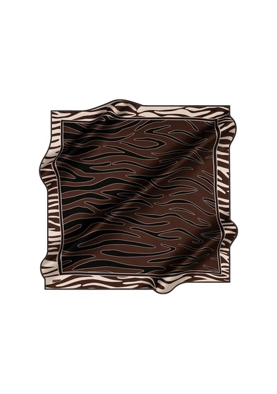 Aker Kahverengi 100x100 İpek Krep Saten Eşarp Kahverengi Kahverengi