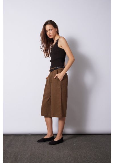 Keten Karışımlı Bermuda Olive