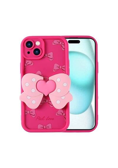 Apple Uyumlu iPhone 15 Plus Kılıf Kamera Korumalı Figür Tasarımlı Zore Kapya Kapak-pembe Koyu Pembe Koyu Pembe Koyu