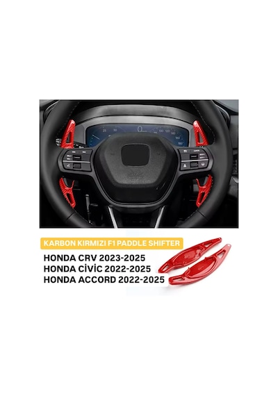 Honda Civic Fn1 Kırmızı Karbon F1 Kulakçık Vites 2022-2025 Kırmızı