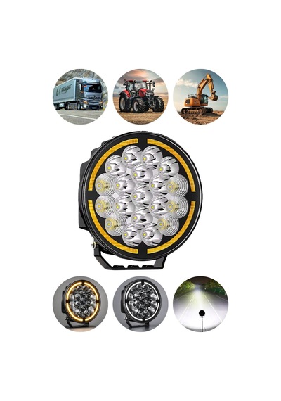 Tır Kamyon Traktör 9 İnç Led Sis Farı Angel Halka Metal Kasa 100 W Süper Delici Aydınlatma 12-24v