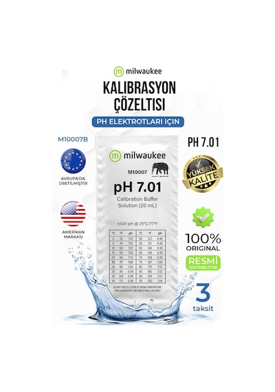 Milwaukee M10007b Ph 7.01 Kalibrasyon Çözeltisi 20 Ml Tek Kullanımlık Ph Tamponu 25 Adet