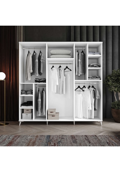 Adenna 6 Kapaklı Komple Mdf Beyaz Gardırop