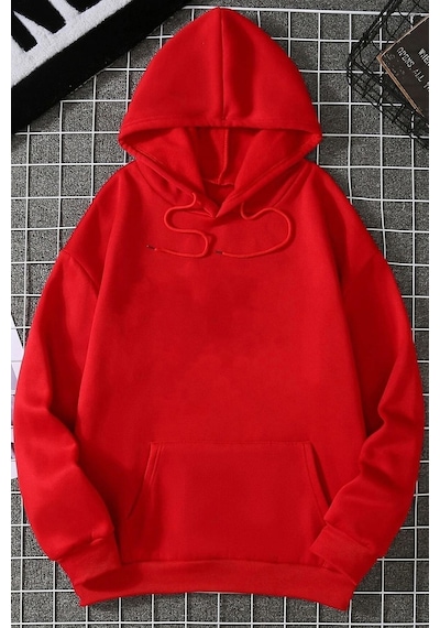 Uyguntarz Unisex Drawing Butterflies Sırt Baskılı Sweatshirt Kırmızı