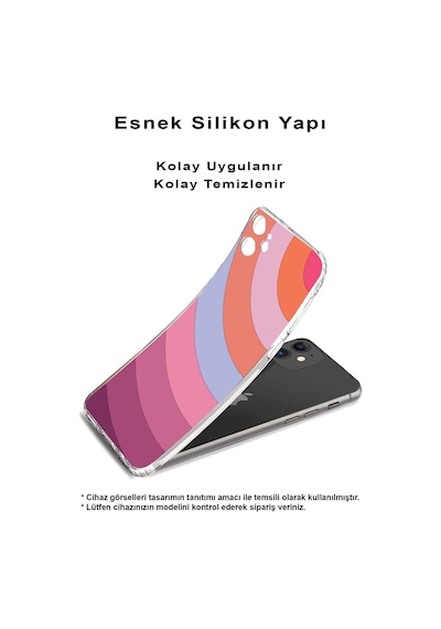 Huawei Y6 Pro 2019 Kamera Korumalı Kapak Renk Cümbüşü Tasarımlı Şeffaf Kılıf