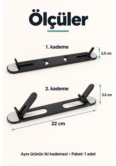 2 Kademeli Katlanabilir Yükseltici Laptop Standı Siyah