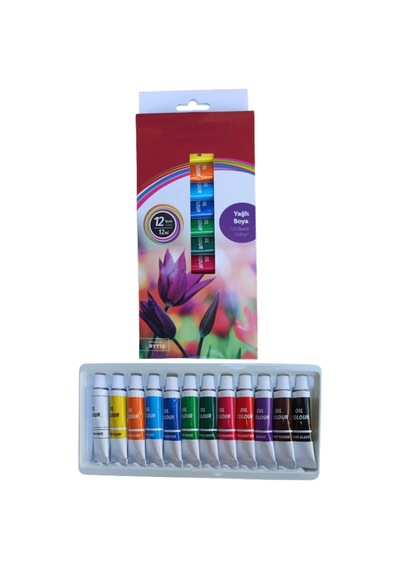 12 Renk Yağlı Boya, Resim Başlangıç Seti İçin Oil Colour Çok Renkli