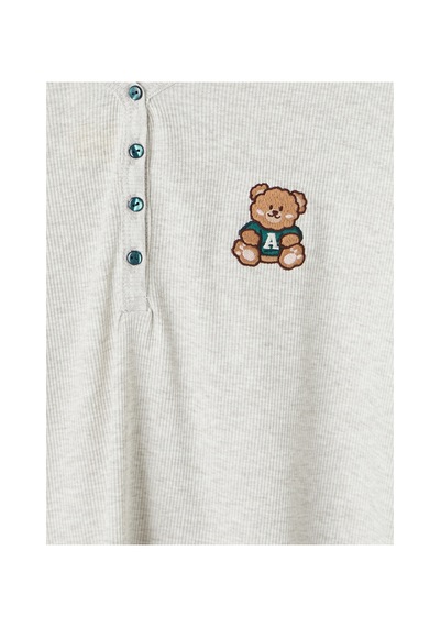 Lcw Young Bej V Yaka Nakışlı Kadın Pijama Takımı