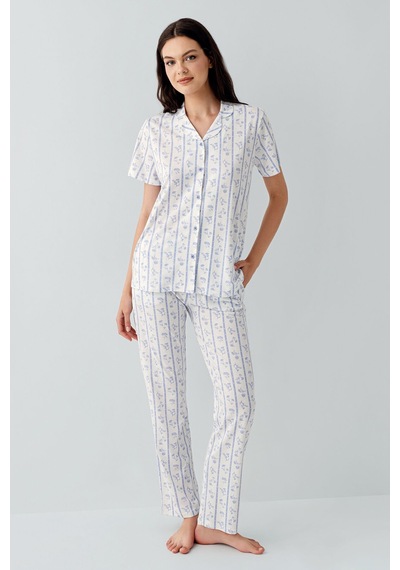 Arnetta Kadın Mavi Gömlek Pijama Takım Ar3619-s-v1 Mavi