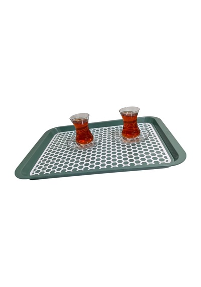 Kaydırmaz Tabanlı Servis Tepsi Sunum Tepsisi Büyük Boy-1136-02-bordo,yeşil Çok Renkli