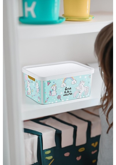 Stafi Desenli Çok Amaçlı Kapaklı Kutu 4,5 Lt Unicorn Sku: Zeusb0drjjrfg3 12v