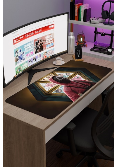 Squid Game V1 90x40 Xxl Gaming Kauçuk Kaymaz Taban Mouse Pad Fare Altlığı
