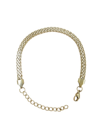 Çelik Bileklik Sık Örme Lüks Model 4 Mm Genişlik 19 Cm Uzunluk 5 Cm Ek Altın Sarısı Gold Altın