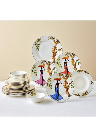 Elegance Bone Samira 24 Parça 6 Kişilik Yemek Takımı Çok Renkli