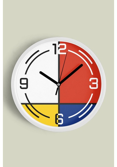 Soyut - Geometrik Temalı Modern Duvar Saati - 42cm - Önü Camlı Beyaz Kasa - Sessiz Mekanizma-jh0353 Beyaz