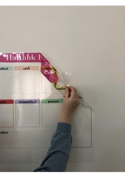 Haftalık Planlayıcı Takvim Statik Akıllı Kağıt Tahta Yazı Tahtası Planner Kalem 50x50 Cm Cok Renkli