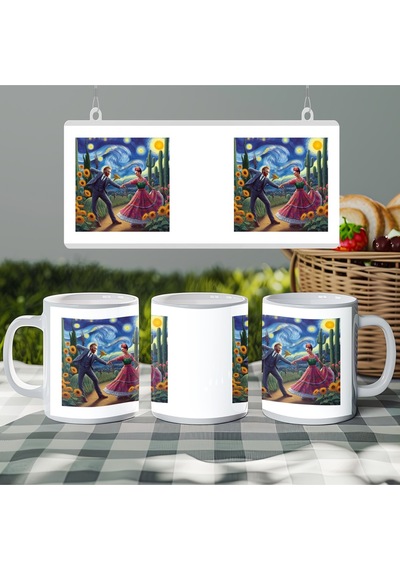 Dans Eden Frida Kahlo Ve Van Gogh Kupa Bardak Sanatsal Tarz Romantik Hediye Kupa Beyaz