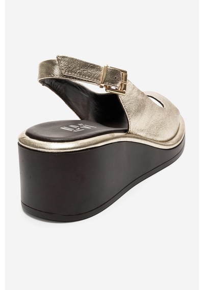 Luvi Shoes Orlena Altın Hakiki Deri Dolgu Topuklu Sandalet