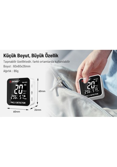 Sndway Sw-825 Pm2.5 Partikül Ölçer - Sıcaklık Ve Nem Monitörü