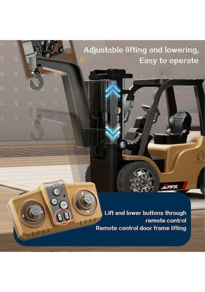 2.4ghz 1:64 Uzaktan Kumandalı Metal Gövde Full Fonksiyon Şarjlı Minik Forklift Sarı