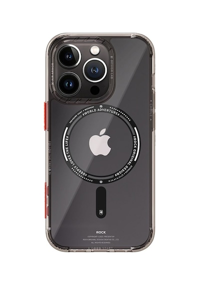 Rock Apple Uyumlu iPhone 14 Plus Air Serisi Magsafe Şeffaf Silikon Kılıf Siyah Siyah