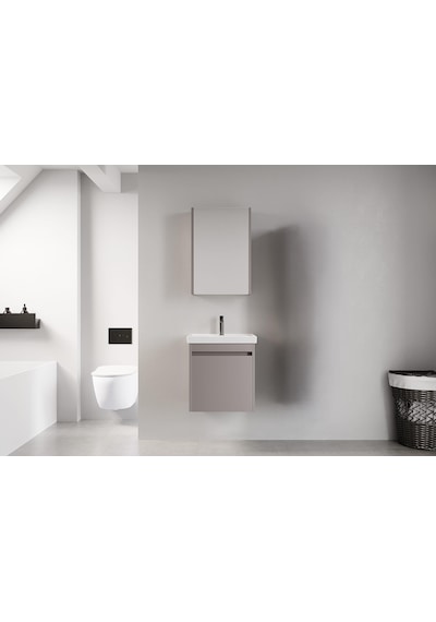 Denko Milano 50 Cm Mdf Kül Gri Banyo Dolabı Takımı