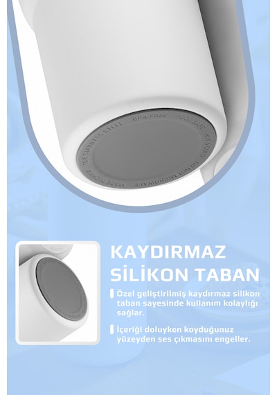 Fika Lumi Patentli Döner Kulplu Sızdırmaz Çift Ağızlıklı Çelik Termos 950 Ml Beyaz