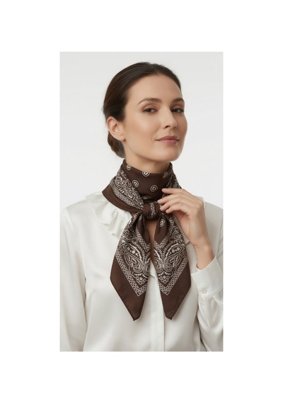 Mollycrush Unisex Kahverengi Şal Desenli Bandana Günlük Saç Aksesuarı, Boyunluk Ve Outdoor Fular Kahverengi