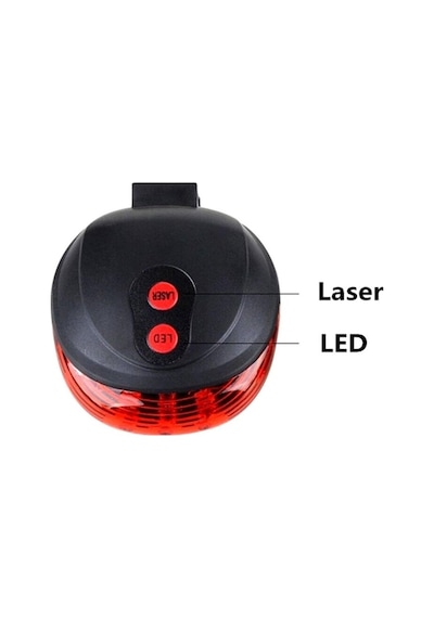 Arka Stop Lazer 5 Led Li - 3 Fonksiyonlu Pil Dahil Jy-1l Siyah - Kırmızı
