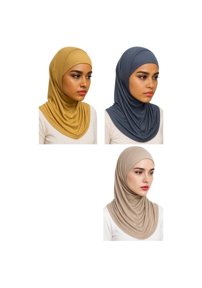 Aldaıyr 3adet Hijab 2 Parça Likra Kumaş Atın Antrasit Bej