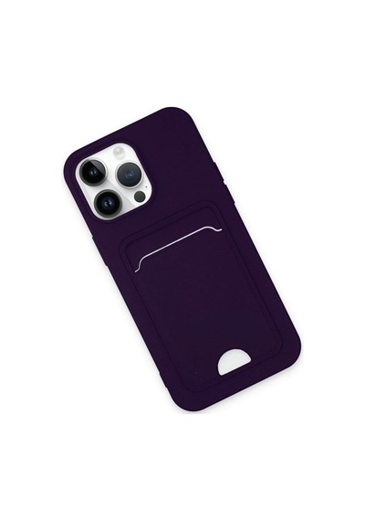 Apple, Uyumlu iPhone 14 Pro Kılıf Kelvin Kartvizitli Silikon - Derin Mor