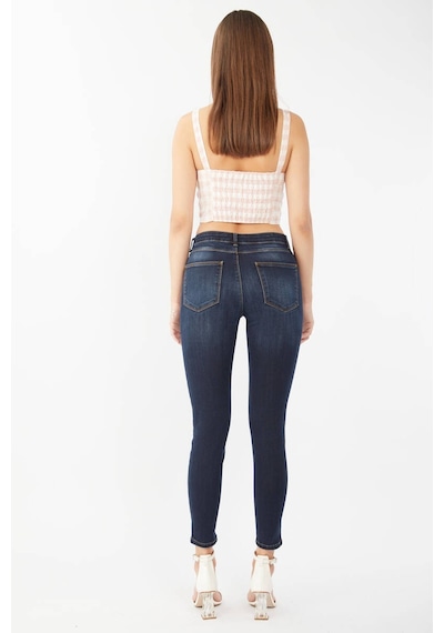 Kadın Skinny Fit Esnek Pantolon Koyu Lacivert 001