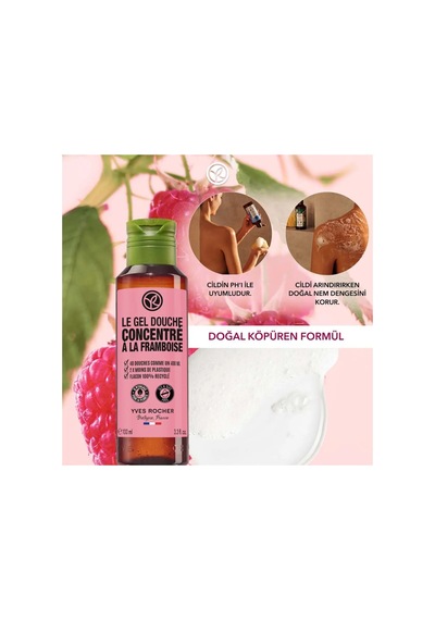 Konsantre Duş Jeli Frambuaz & Nane 100 Ml - Doz Ayarlı Seyahat Boy Ekolojik Canlandırıcı Banyo Jeli Diğer