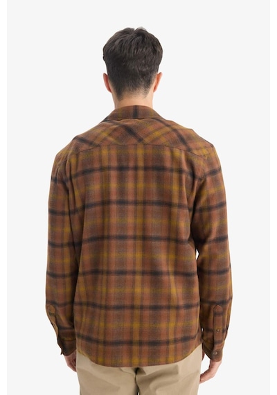 Defacto Regular Fit Polo Yaka Kareli Flanel Uzun Kollu Gömlek E8183ax25wnbn152 Kahve