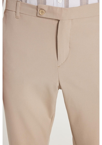 Tudors Erkek Slim Fit Dar Kesim Chino Yandan Cepli Pamuklu Taş Pantolon-35720 Taş