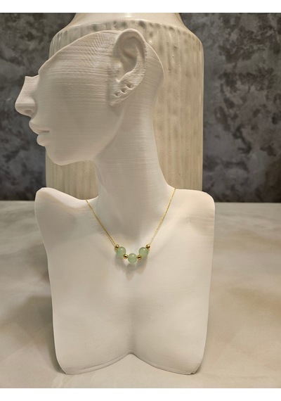 Minimalist Yeşil Taşlı Kolye Ve Bileklik Set -kc Altın Kaplama Altın