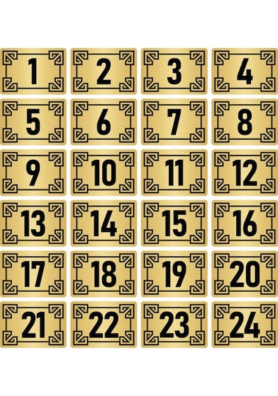Metal Kapı Masa Dolap Numara Levhası 3,5x5cm Altın Renk 24 Adet (1…24)
