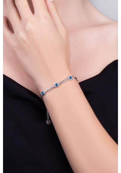 Arianna 18 Ayar Beyaz Altın Kaplama 19 Cm Gümüş Zincir Bileklik 63717722
