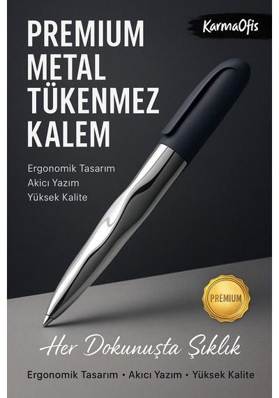 Premium Siyah Metal Tükenmez Kalem Ergonomik Tasarım, Akıcı Yazım, Şık Ve Dayanıklı Diğer