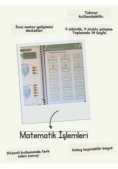 Sihirli Kalemli Oluklu Kabartmalı Etkinlikli Dört İşlem Defteri Güzel Yazı Matematik İşlemleri