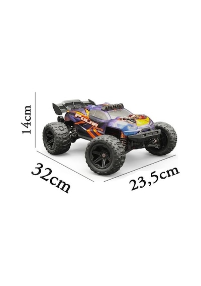 Uzaktan Kumandalı Şarjlı Işıklı 1:14 4wd 55 Km/h Servo Motorlu 2.4ghz Off-road Oyuncak Arazi Arabası Çok Renkli