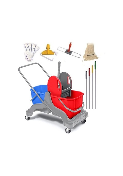 Safell Çift kovalı Plastik Temizlik Arabası - Full Temizlik Seti 25 Litre - 6 Parça Safell Çift kovalı Plastik Temizlik Arabası - Full Temizlik Seti 25 Litre - 6 Parça