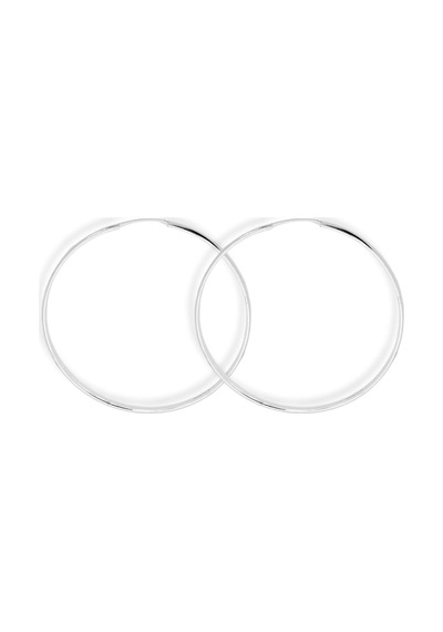 Oya Silver Oval Hatlı Yuvarlak Gümüş Halka Küpe 6.5x6.5cm- 3mm Kalınlık 925 Ayar