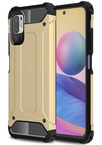 Noktaks - Redmi Note 10 5g Uyumlu - Kılıf Çift Katman Zırh Tank Crash Military Kapak - Gold Gold