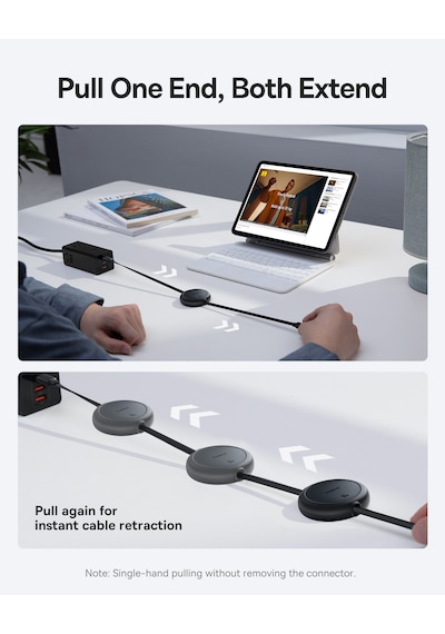 Baseus Free2pull Mini Makaralı Usb-c To Usb-c 100w Hızlı Şarj Ve Data Kablosu, Siyah 100 Cm