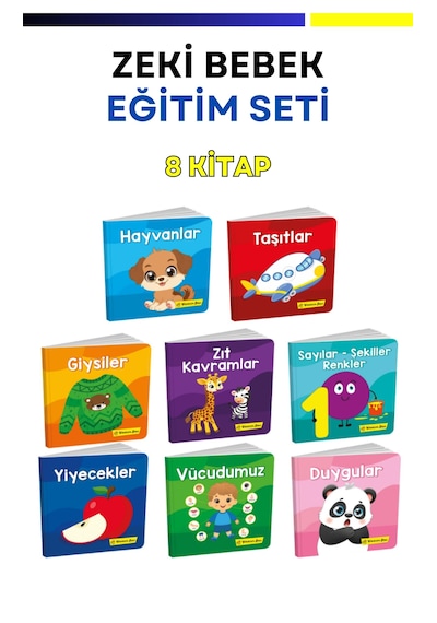 Bebek Eğitim Seti 6-24 Ay Zeki Bebek Kütüphanesi 8'li Set