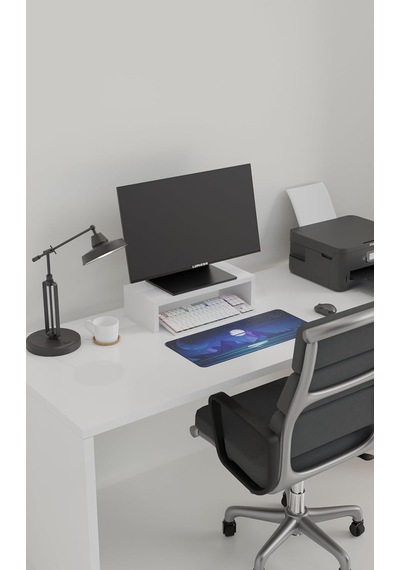 Monitor Standı, Masaüstü Yükseltici Raf, 45x20x11.8 Cm, Beyaz