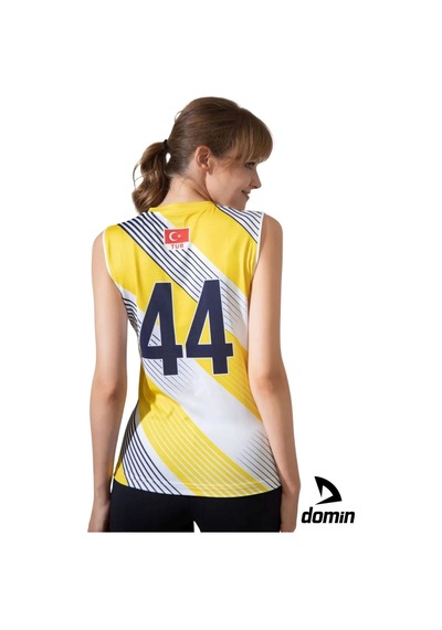 Hnc Sport Kadın Özel Likralı Kumaştan Tek Üst Voleybol Forması Sarı