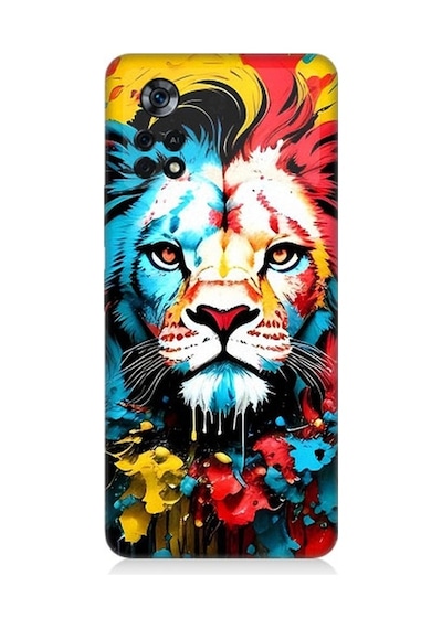 Xiaomi Poco X4 Pro 5g Uyumlu Renli Boyalı Aslan Yüzü Desenli Silikon Kılıf